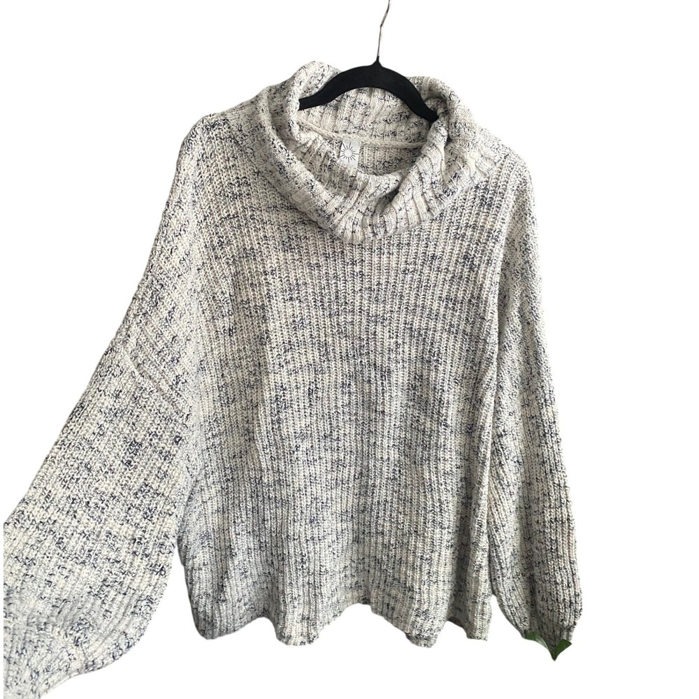 Aerie Chunky Knit Oversized Cowl Neck Gray Sweater Pullover Medium Heritage Cozy